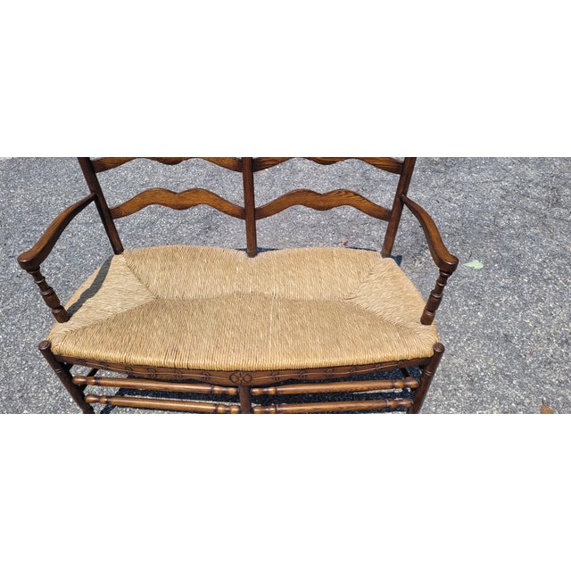 French Market Collection Country Rush Seat Bench For Sale - Image 13 of 17