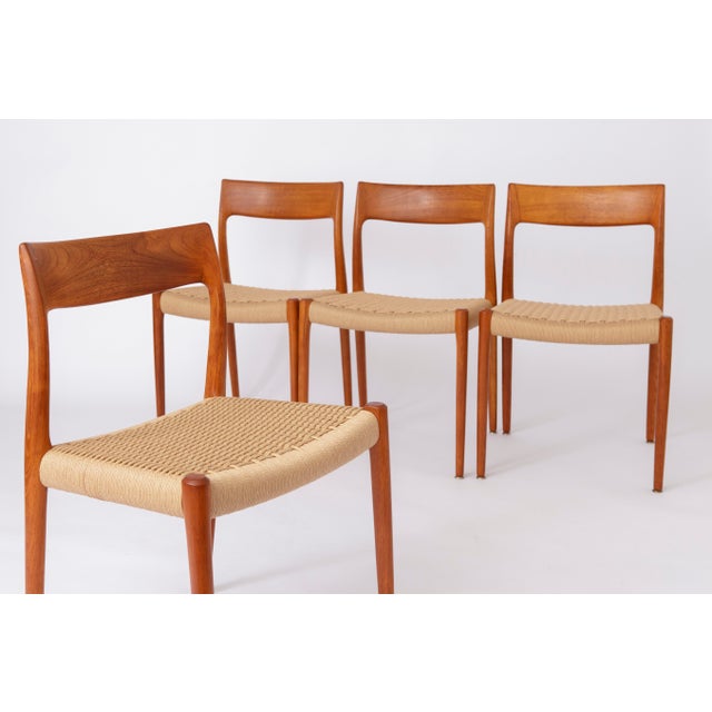 Vintage Model 77 Chairs in Teak by Niels Otto Møller for J.L. Møllers, 1960s, Set of 4 For Sale - Image 11 of 11