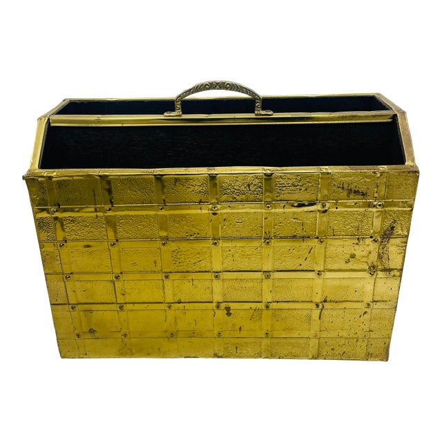 Vintage Brass Clad Magazine Rack For Sale