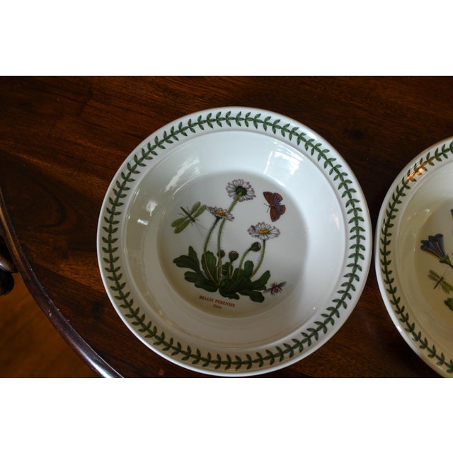 A pair of vintage Portmeirion Botanic Garden rimmed bowls, each centered on a different botanical illustration from the...