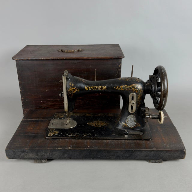 Antique Wertheim Sewing Machine with Movable Wooden Lid, 1900s For Sale - Image 13 of 13
