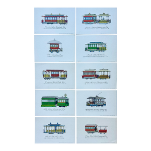 Set of 10 Vintage San Francisco Cable Car & Streetcar Lithograph Prints — Railway & Locomotive Historical Society