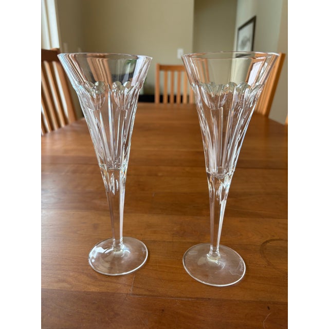 Waterford Crystal Vintage Waterford Crystal Millennium Heart Love Collection Champagne Toasting Flutes 9 1/4" Tall; Wedding Champagne Toast - a Pair For Sale - Image 4 of 9