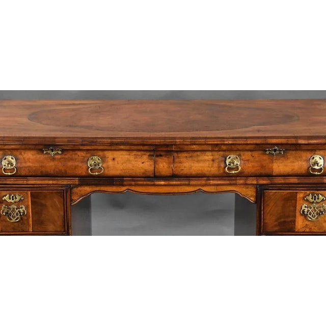 Vintage Figured Walnut Pedestal Desk, 1920 For Sale - Image 3 of 12
