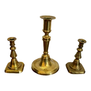 Late 19th Century Set of 3 Miniature Brass Candlesticks