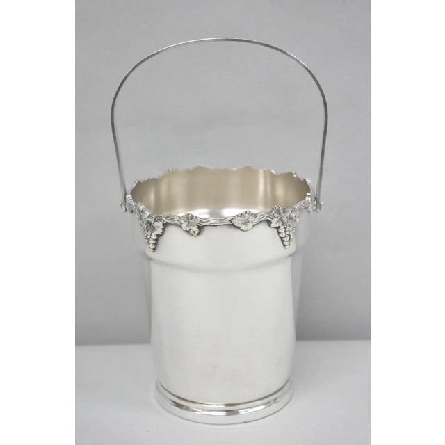 Victorian Vintage Victorian Prata 90 Silver Plated Small Bar Champagne Ice Bucket W Handle For Sale - Image 3 of 12