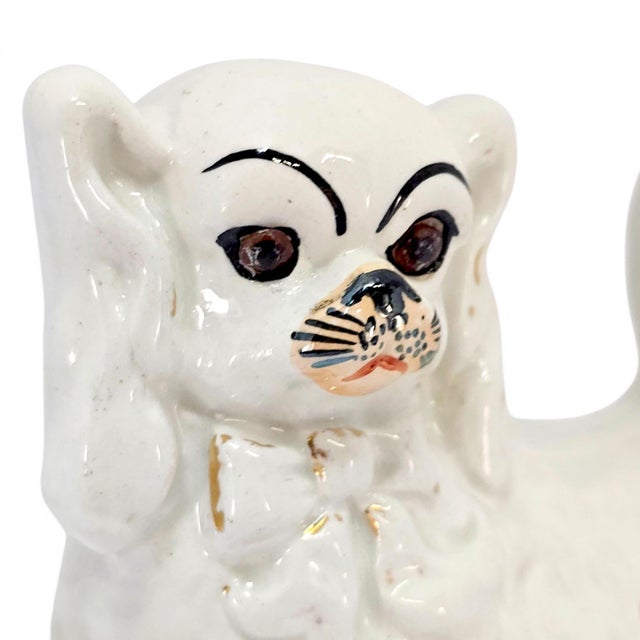 Ceramic Edwardian English Staffordshire-Style Spaniel, Registered Design No. 542611, C. 1909 For Sale - Image 7 of 11