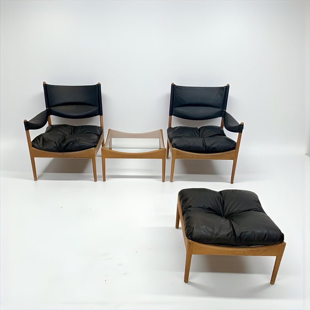 1960s Mid-Century Modus Armchair, Table & Stool in Oak by Kristian Solmer Vedel for Soren Willadsen, Denmark, 1960s, Set of 4 For Sale - Image 5 of 18