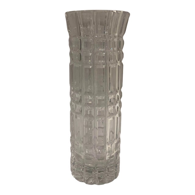 Crystal Cut Plaid Pattern Vase For Sale