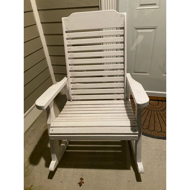 1980s White Wood Rocking Chairs - Set of 2 For Sale - Image 9 of 9