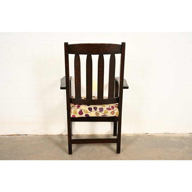 Limbert Antique Mission Oak Arts & Crafts Armchair, Circa 1910 For Sale - Image 13 of 15