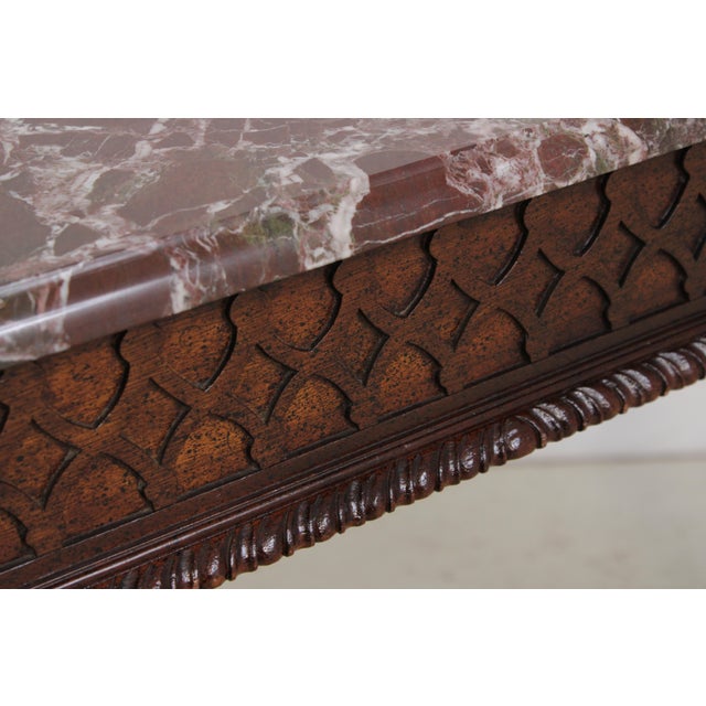 Henredon Mahogany Marble Top Console Table For Sale - Image 11 of 15