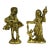 Antique Finished Brass Bagpipe Player and Maiden With Distaff and Cat Figurines - Set of 2 For Sale