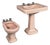 Italian Art Deco Pink Ceramic Bidet and Sink, 1920s, Set of 2 For Sale
