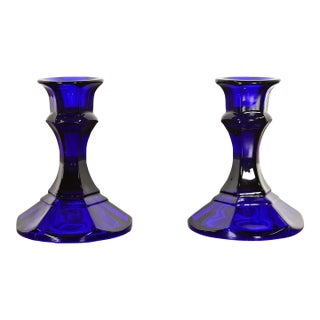 Elsa Peretti for Tiffany & Co. Cobalt Blue Murano Glass Candlesticks, Pair For Sale