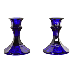 Elsa Peretti for Tiffany & Co. Cobalt Blue Murano Glass Candlesticks, Pair