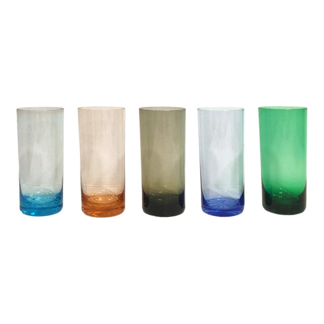 MidCentury Modern MultiColored Glassware Set of 5 Chairish