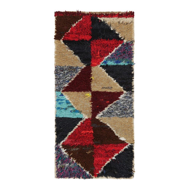 Vintage Moroccan Runner Rug With Multicolor Diamond Medallions | Rug & Kilim For Sale