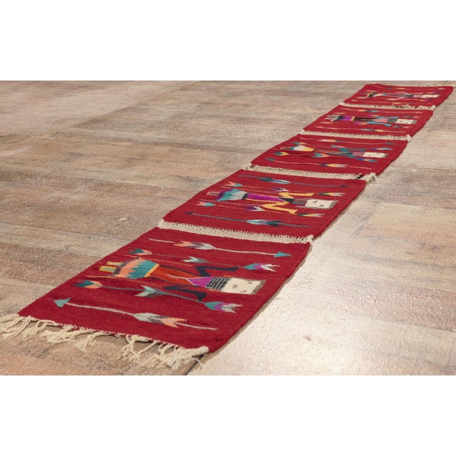 Red Vintage Yeibichai American Rug, 01'04 X 09'02 For Sale - Image 8 of 10