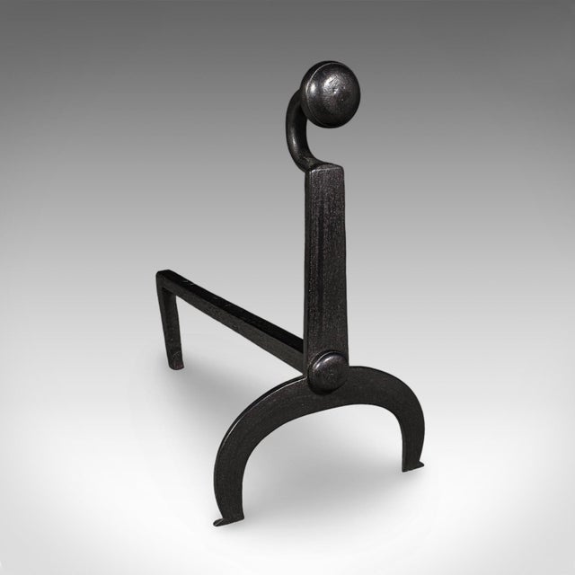 Pair of Antique Fire Dogs, English, Wrought Iron, Fireside Andiron, Victorian For Sale - Image 4 of 11