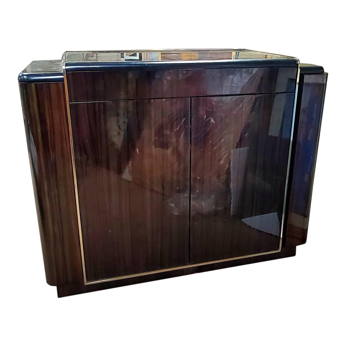 Metopolitan Macassar Ebony Bar Console Cabinet With Black Granite Top Chairish