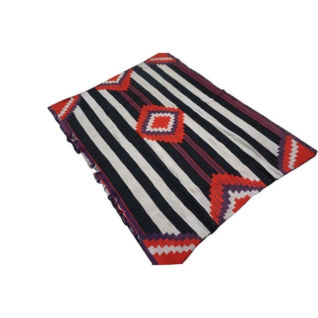 1930s Geometric Flatwoven Antique Native American Third Chiefs Blanket Rug For Sale - Image 4 of 9