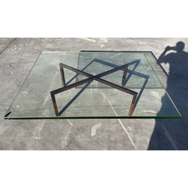 1970s Bronze X-Base Coffee Table Manner of Philip and Kelvin LaVerne For Sale - Image 5 of 13