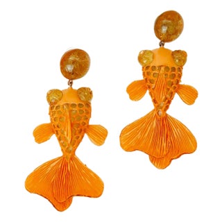 KOÏ, Pendant earrings, Orange, Stud For Sale