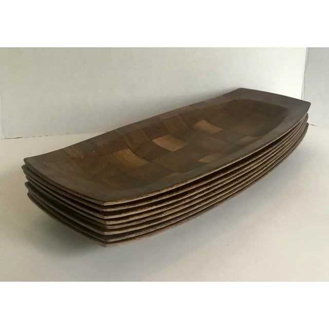 Brown Vintage Weavewood Surfboard Shaped Long Bowls - Set of 8 For Sale - Image 8 of 8