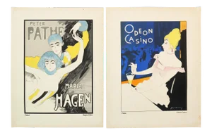 1922 Original German Art Deco Poster, Hagen Pathé: Plakat, Odeon Casino (Recto/Verso)