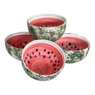 Hand Made in Greece Vintage Watermelon Bowls - Set of Four For Sale