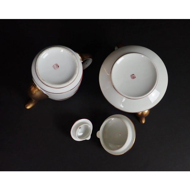 Ceramic 1930s Asian Gilt Peacock Tea & Dessert Serving Set- 14 Pieces For Sale - Image 7 of 13
