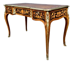 Fine 19th Century Marquetry Bureau Plat, After Edward Holmes Baldock