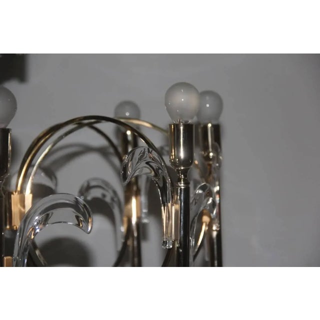 Vintage Italian Crystal & Brass Sculptural Chandelier by Gaetano Sciolari, 1970s For Sale - Image 9 of 11