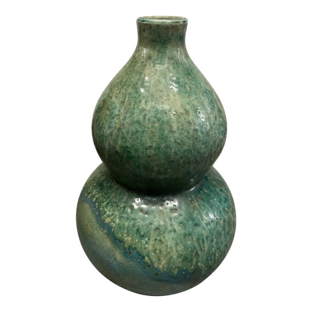 Contemporary Speckled Green Gourd Vase Chairish