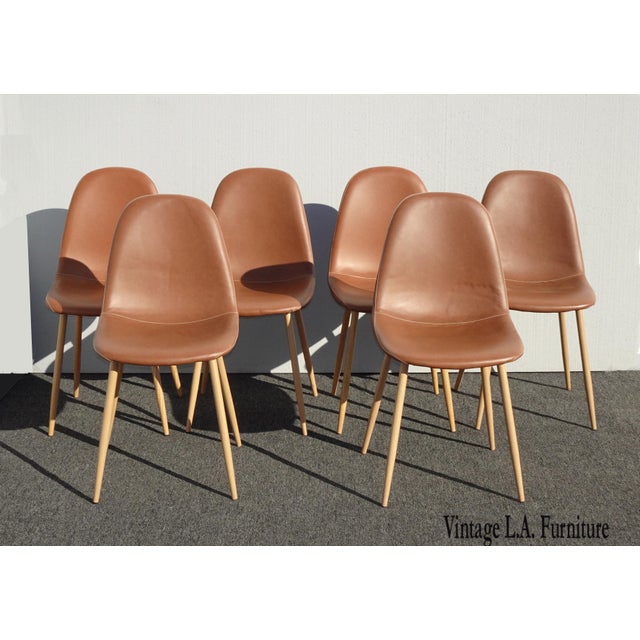 Set of Six Contemporary Modern Style Burnt Orange Dining Room Chairs