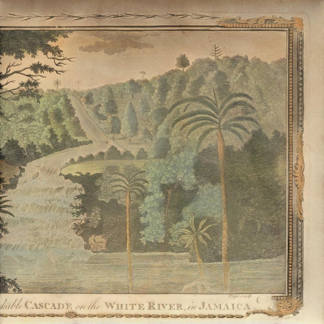 Antique Hand-Colored Engraving of a Jamaican Waterfall For Sale - Image 4 of 10