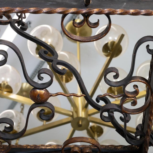 Gothic Rectangular Wrought Iron Chandelier For Sale - Image 3 of 12