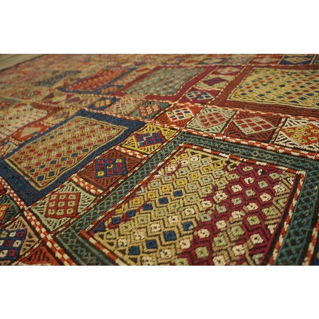 Late 19th Century 1880s Multi Geometric Rustic Antique Caucasian Verneh Flat-Weave Carpet 5'6" X 7'10" Wool Rug For Sale - Image 5 of 12