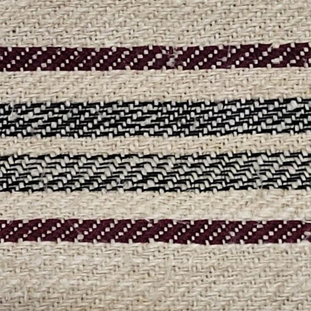Textile Antique European Woven Linen Textile Grain Sack With Stripes — 21" X 51" For Sale - Image 7 of 8