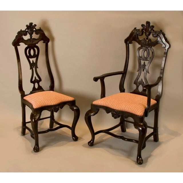 10 Portuguese Rococo Dining Chairs in Jacaranda Wood - 6 18th C. 4 20th C. For Sale - Image 4 of 15