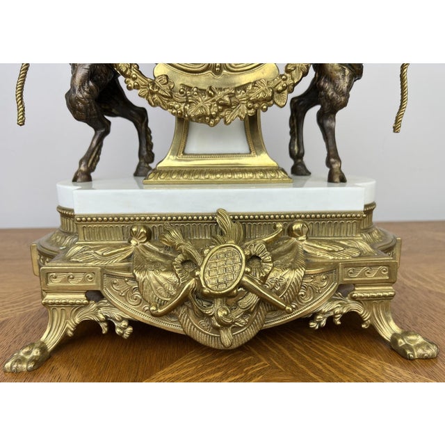 Louis XV Brass Marble Garniture Set with Candelabras, Set of 3 For Sale - Image 4 of 18