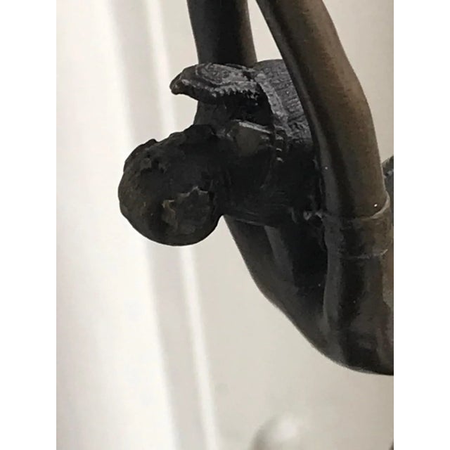 Art Nouveau Bronze Woman with Pigeon from Antoinette, in Flawless conditions. Designed 1890 to 1919 This piece has an...