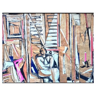 Claude Jouhanneau, Femme Nue Dans l'Intérieur, 1950s, Mixed Media & Collage For Sale