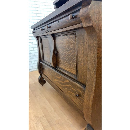 1900s Antique Empire Quarter Sawn Oak Sideboard With Mirror Chairish