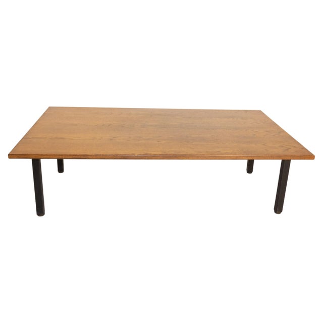 French Massive Oak and Metal Coffee Table, 1970s For Sale - Image 9 of 9