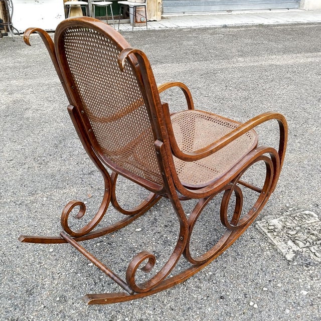 Curved Wooden Rocking Chair For Sale - Image 3 of 18