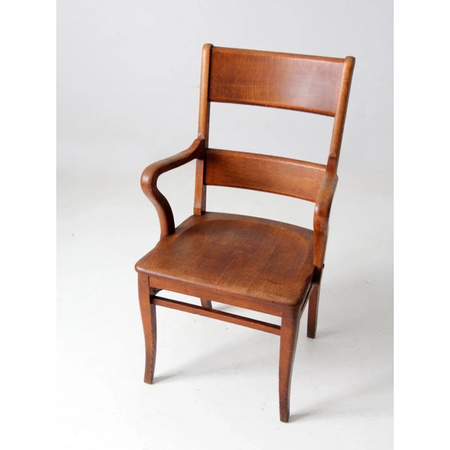 English Antique Oak Office Chair For Sale - Image 3 of 11