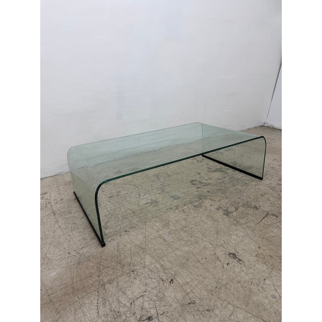 Fiam Italia Angelo Cortesi Etched Waterfall Coffee or Cocktail Table for Fiam, Italy 1980s For Sale - Image 4 of 18