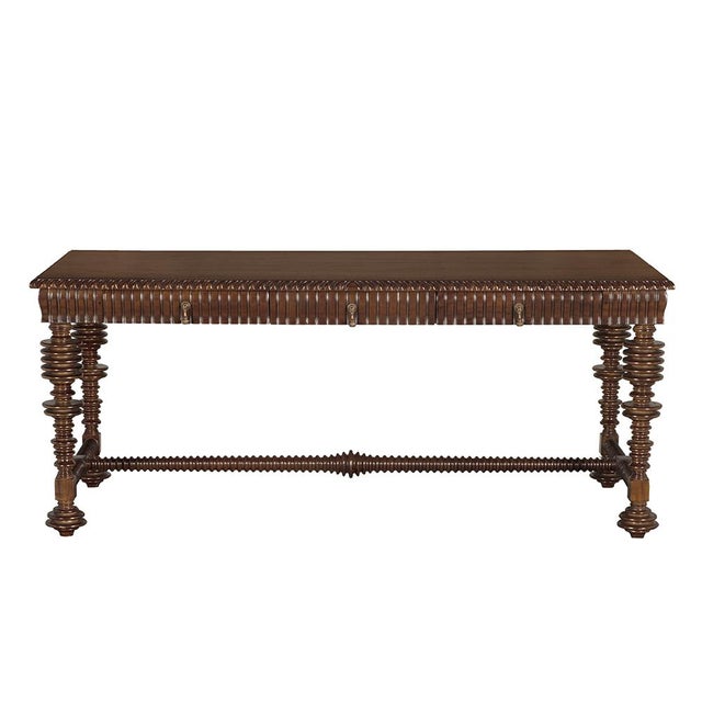 Crafted in solid mahogany with hand-rubbed brown tones and elegant brass pulls, the Portuguese Desk channels old-world...